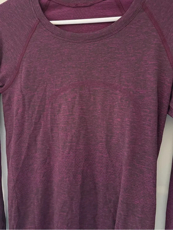 Lululemon Swiftly Tech Long Sleeve Running Top Burgundy Size 6 - Image 4