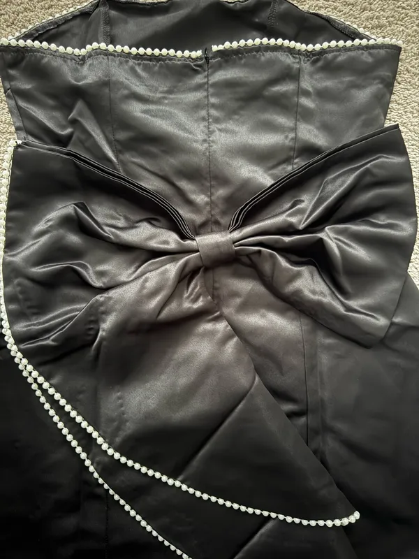 Silk Mini Black Hoco Dress Size M - Image 3
