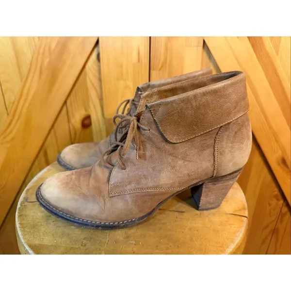 Steve Madden Jasperr Cognac Leather Lace Up Booties Womens 9 Stacked Heel - Image 3