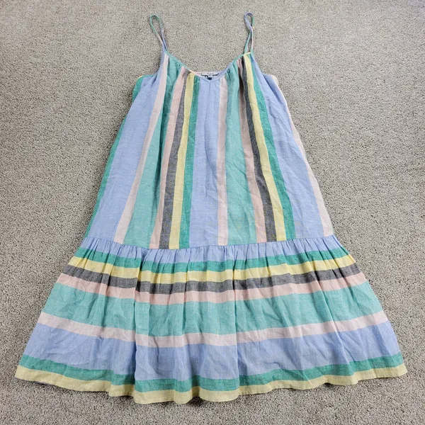 Rails Womens Ari Dress Small Blue Jamaica Stripe Spaghetti Strap V Neck Sundress - Image 2