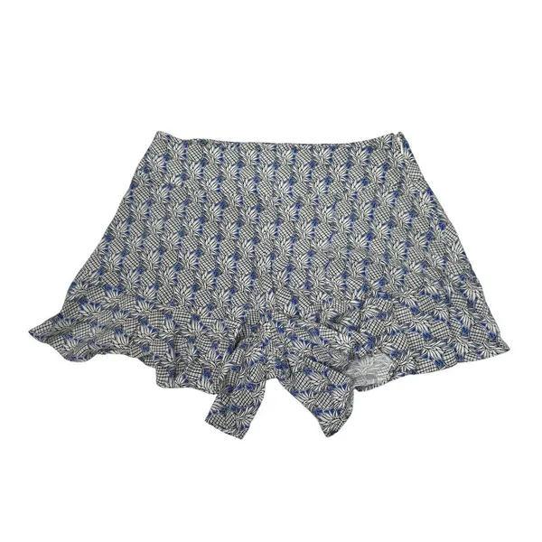 Maeve Anthropologie Pineapple Print Ruffle‎ Hem Shorts Blue White Women Size 0 - Image 2
