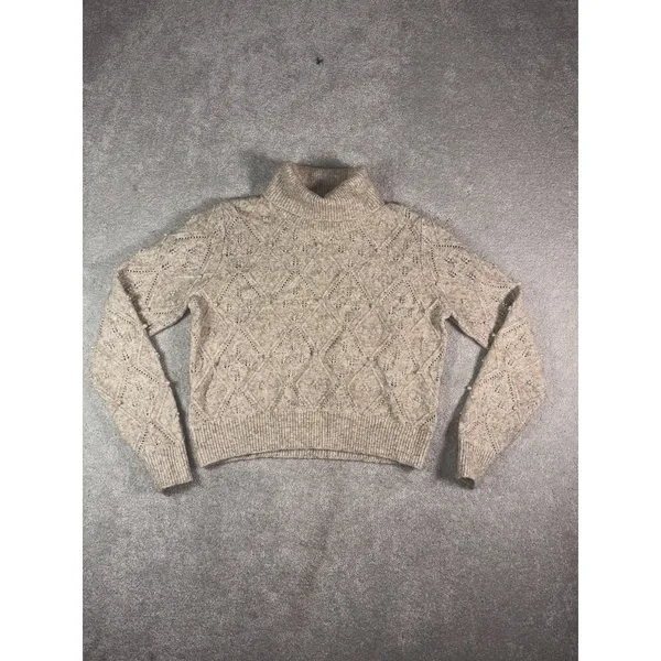 broadway 33 pearl embellished sweater wool blend Medium Turtle Neck - Image 2