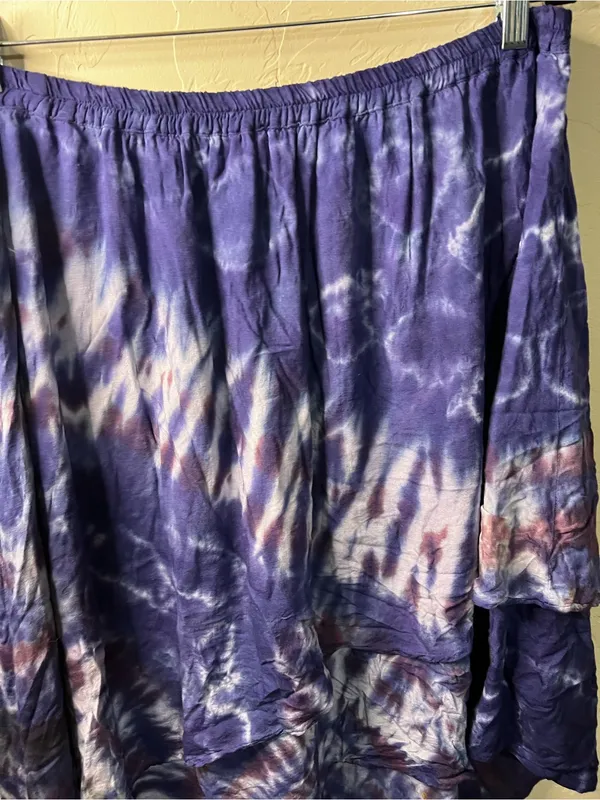 Dharma Trading Co Vintage Purple Tie Dye Tiered Asymmetrical Boho Midi Skirt - Image 3