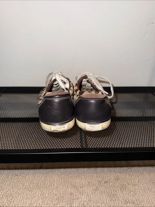 Coach Brown Signature Canvas Sneakers with White Laces - Image 3