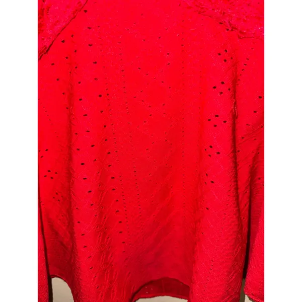 Red Eyelet Lace Halter Babydoll Camisole Top Bohemian V-Neck S Festival Coquette - Image 4