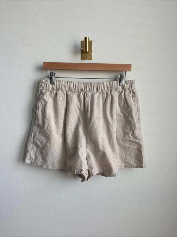 Rhythm Classic Beach Shorts Sand Linen Cotton Elastic Waist Size 10 - Image 2