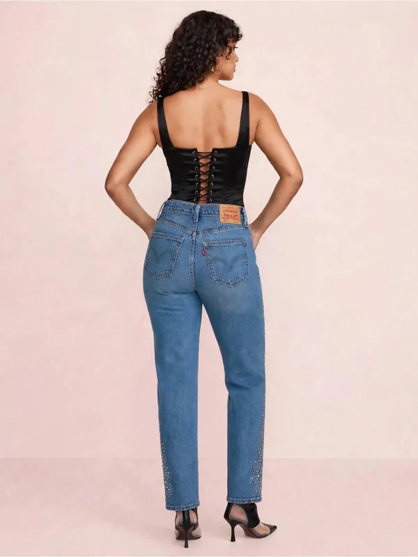 Levi's Women's 501® Straight Leg Jeans in Blue Denim with Tan Patch - Image 2