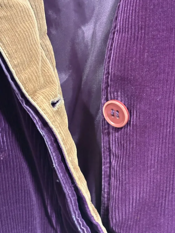 Vintage Braetan Purple Corduroy Bomber Jacket with Tan Collar - Image 3