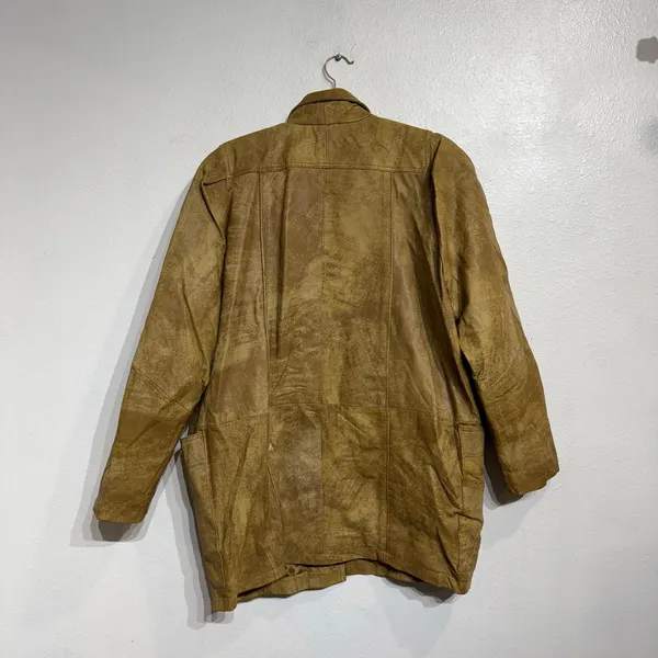 Tan Genuine Leather Vintage Jacket Sz M - Image 9