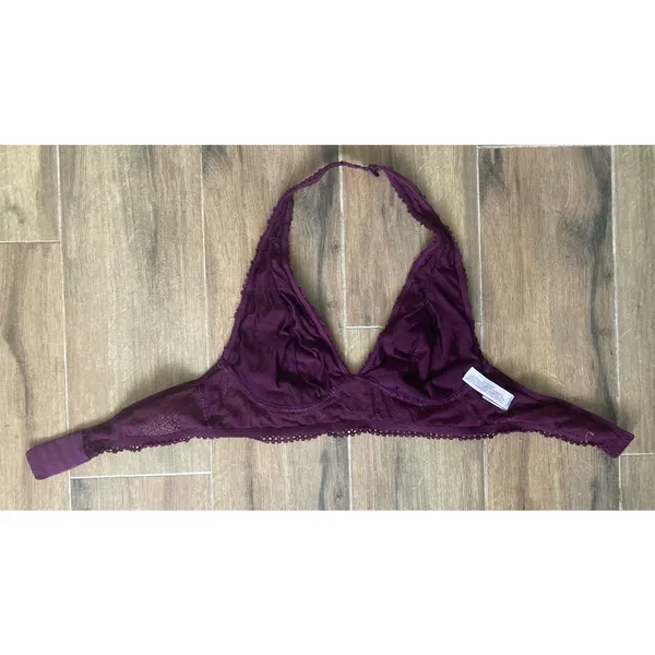 Victoria's Secret Bralette Medium lace Burgundy Halter Boho Festival - Image 4