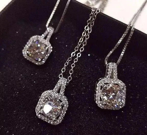 Necklace pendant chain 16” silver new Diamond Cz bling - Image 8