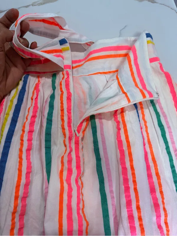 Boden Cathy Midi Skirt Multicolor Stripes Lined Size 6 White - Image 11