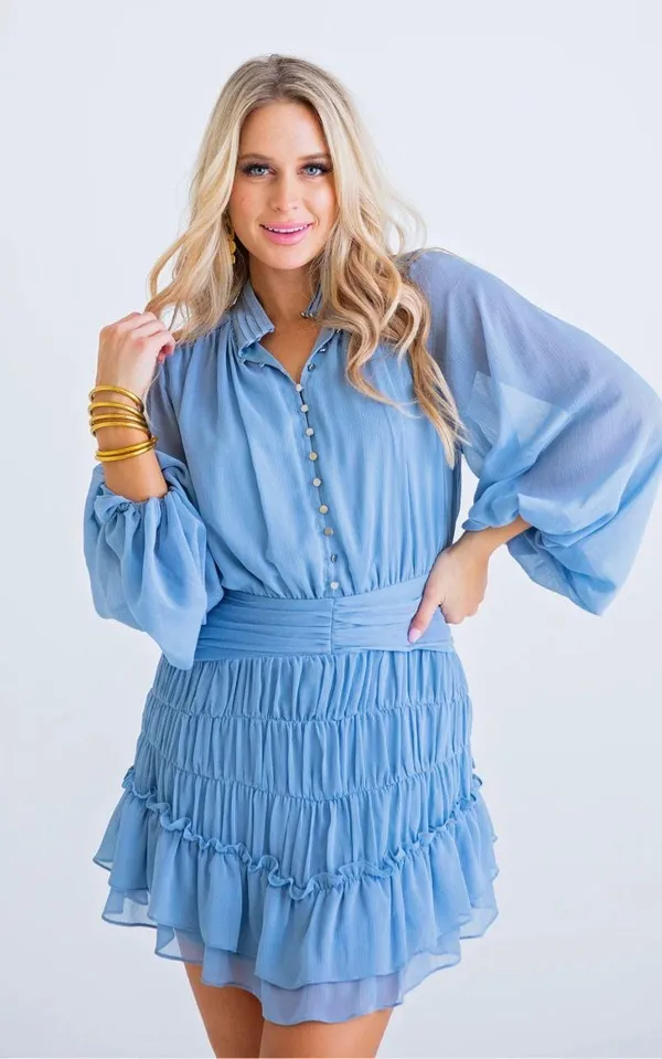 Light Blue Button Down Dress - Image 3