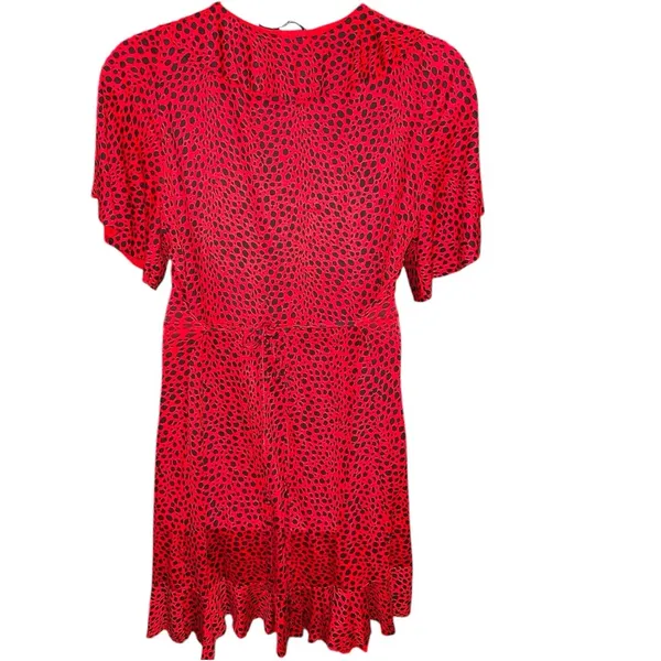 Boohoo Red Asymmetrical Ruffled faux Wrap Dress - Image 9