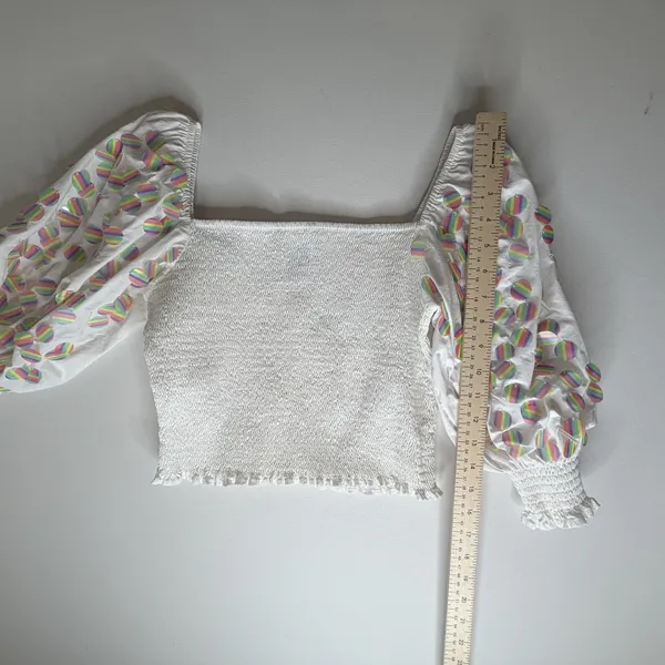 Queen of Sparkles White Smocked Rainbow‎ Sequin Top & Skirt Coord Set Medium - Image 15