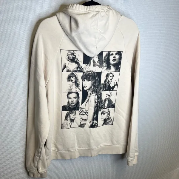 Taylor Swift‎ The Eras Tour Hoodie Beige Cream Graphic Concert Merch Small - Image 2