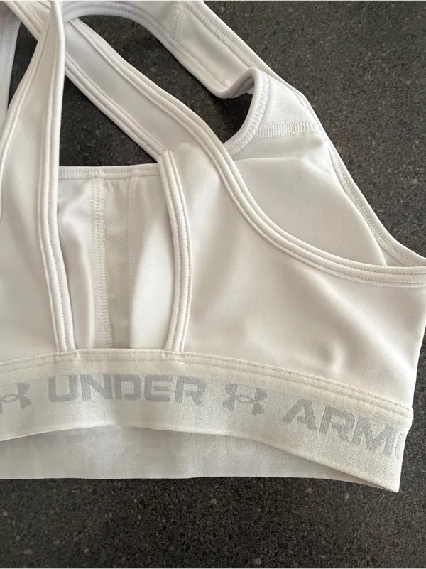Under Armour White Crossback Sports Bra with Logo Band size S - Image 3