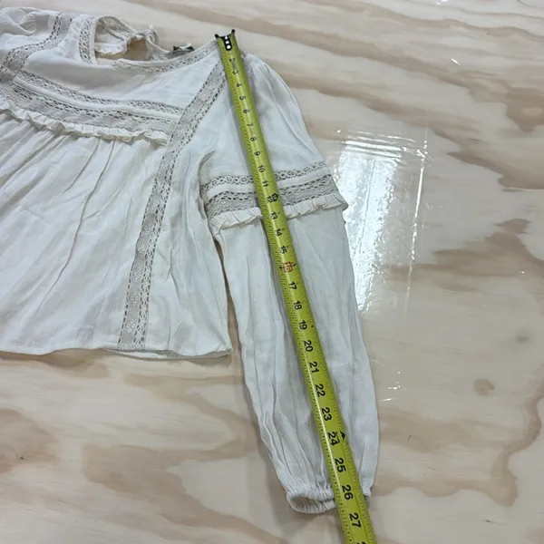 NWT American Eagle Outfitters Boho Babydoll Lightweight Blouse Keyhole Cream Med - Image 13