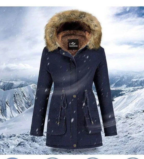 NEW FARVALUE Coat Hooded Puffer Thicken Parka Jacket XL Blue - Image 5