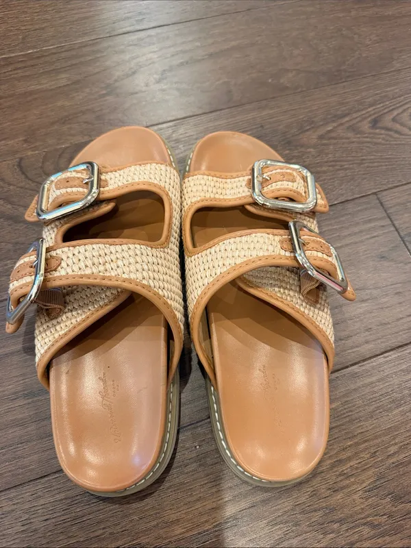 Universal Thread Woven Slide Sandals with Buckle Detail - Tan Size 8 - C72-004 - Image 2