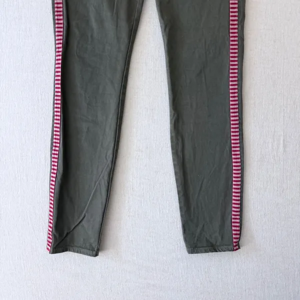 J Crew‎ Toothpick Ankle Pants 25 Olive Side Stripe Skinny Stretch - Image 4