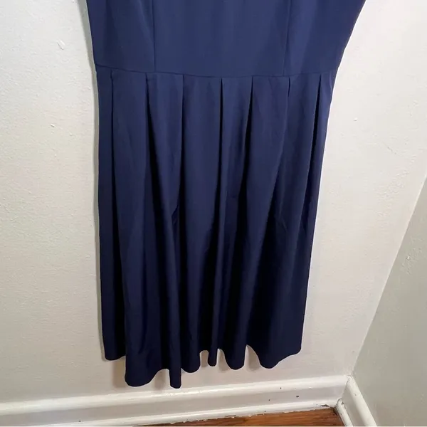 Women's Size XL Sleeveless Fit & Flare Dress Navy Blue Scoop Neck Pleated‎ Skirt - Image 4