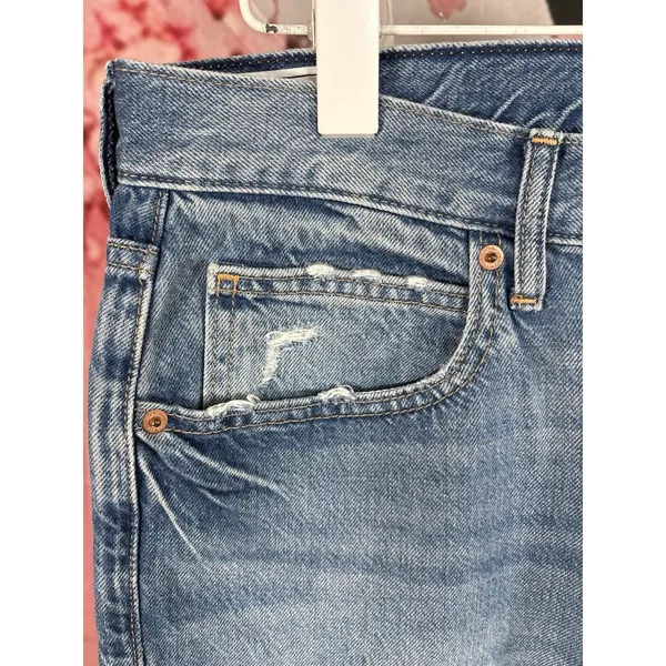 GAP Jeans Women's Sz 28 6R Distressed Loose High Rise Stretch Denim Mom - Image 5