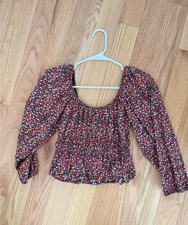 ZARA Top Floral Print Black - Image 2
