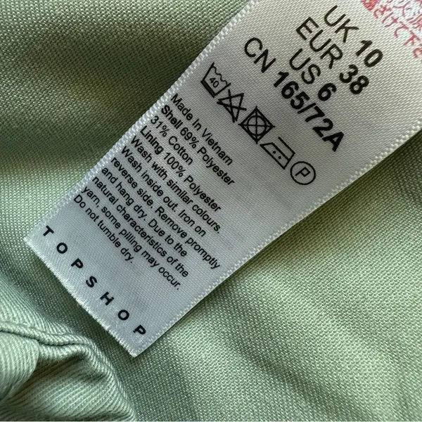 TOPSHOP Pleated High Rise Pants Sage Green US 6 Cropped - Image 7