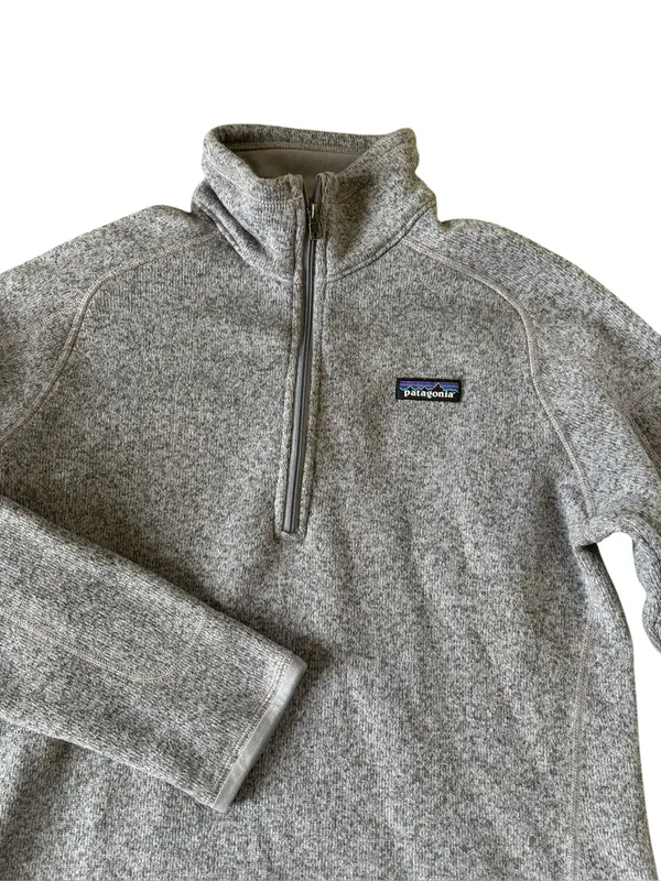Patagonia Better Sweater 1/4-Zip Heather Gray Sz L Zip Pocket Logo Fleece Lined - Image 2