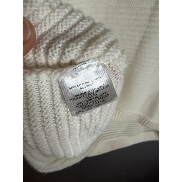 Ann Taylor Loft Women's Ivory Vertical Rib Sweater Long Sleeve M NWOT - Image 4