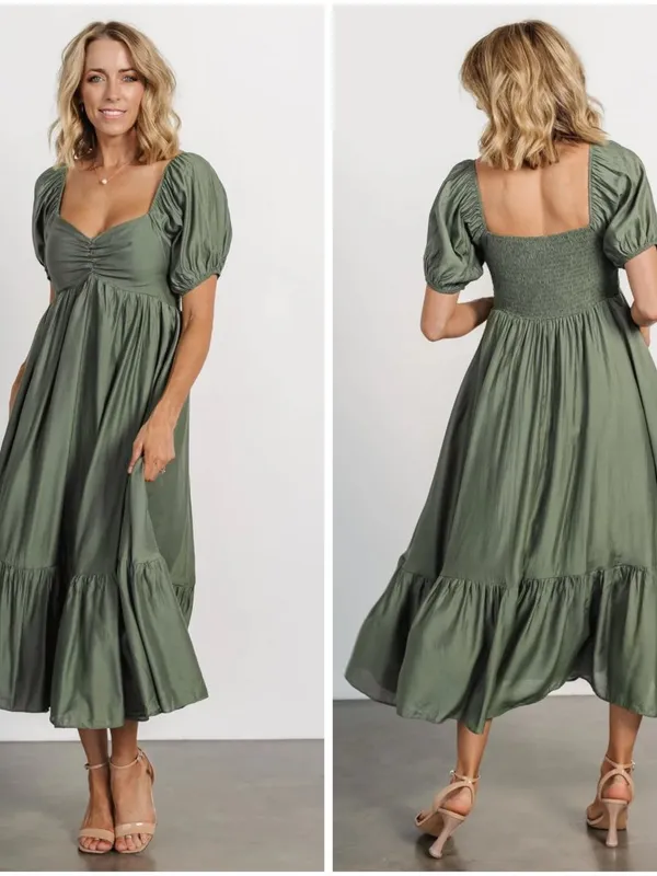 Baltic Born Annalisa Midi Dress in Olive Green Size S NWOT - Image 3