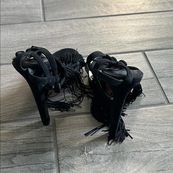 Jimmy Choo Black Fringe Heels - Image 5