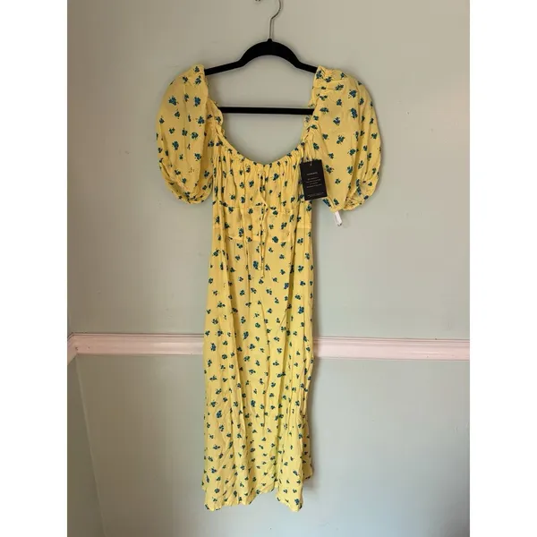 NWT‎ FAITHFULL THE BRAND Bette Floral Midi Dress in Yellow Size M (US 6) $189 - Image 5