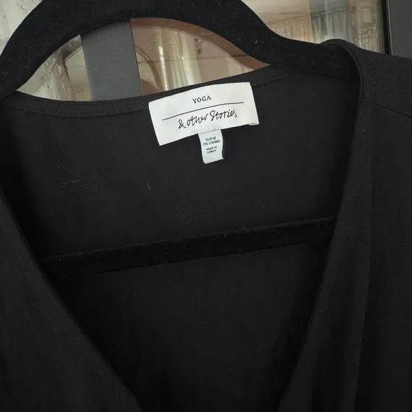 & other stories modal yoga top ballerina modal wrap cropped tie waist vneck - Image 2