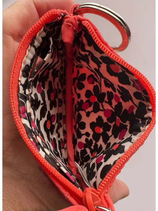 Vera Bradley Coral Quilted Card Wallet with Keyring - Image 3