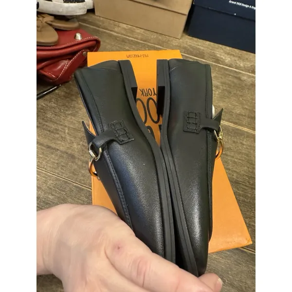 Miz Mooz Leather Loafers Paulina Size 5.5‎ Black Equestrian Gold - Image 8