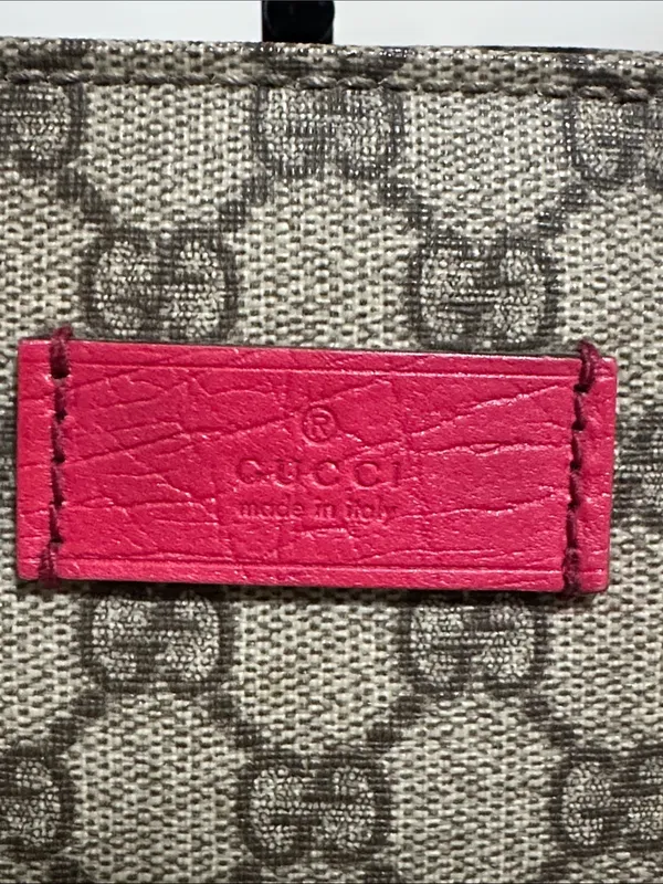 Gucci PVC GG Supreme Tote with Pink Leather Handles - Image 3