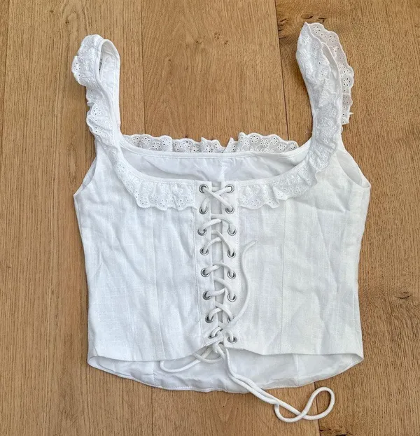 White Fox Boutique - Betting On Us Lace Up Back Bustier in White - Image 3