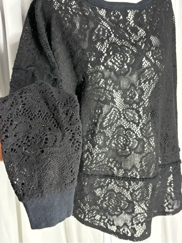 FREE PEOPLE Womens Top Not Cold In This Long Sleeve Soft Black Size S - Image 4