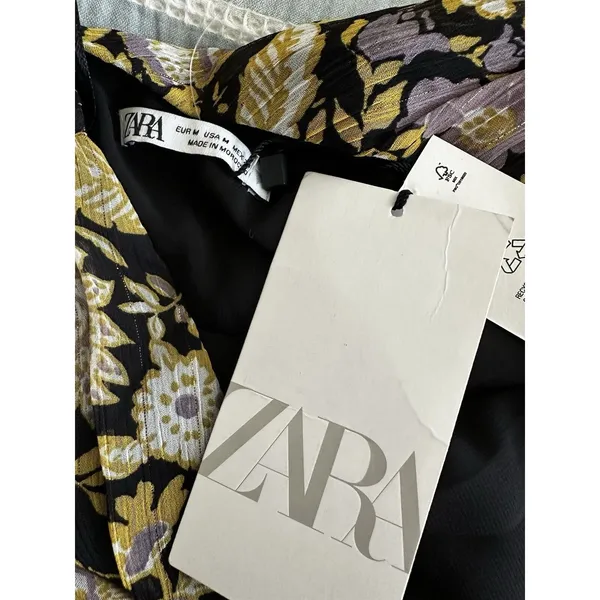 Zara Yellow Purple Floral One Shoulder Bodycon Medium NWT - Image 4