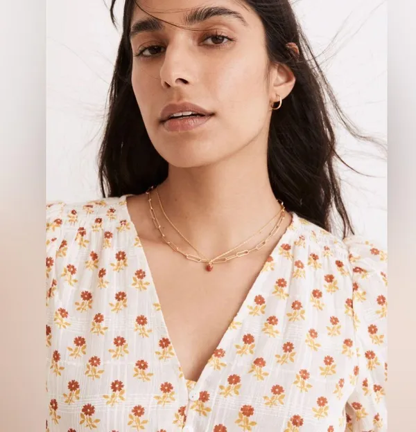 Madewell Sophia short - sleeve Top in wild calendula block print - Image 6