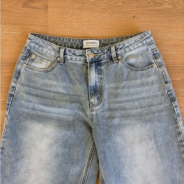 Peppermayo Jeans Baggy Wide Faded Size 6 Blue - Image 2