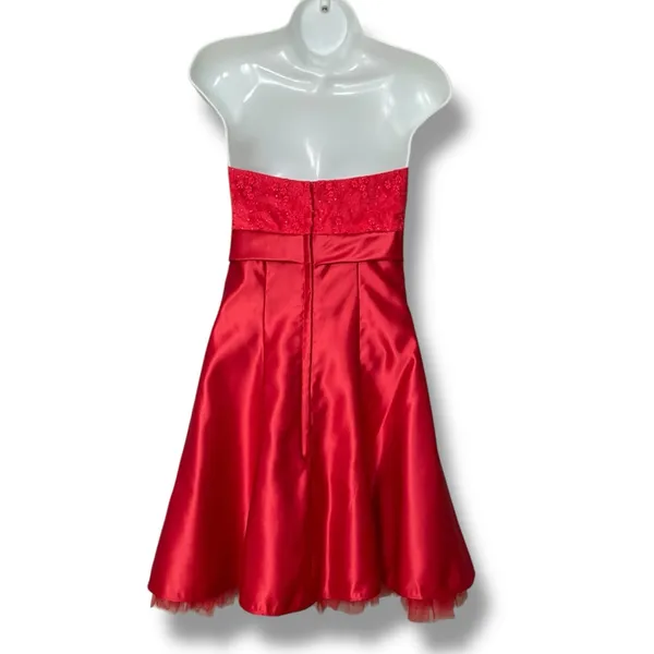 Vintage Jessica‎ McClintock for Gunne Sax Prom Dress Homecoming Strapless Red 3 - Image 2