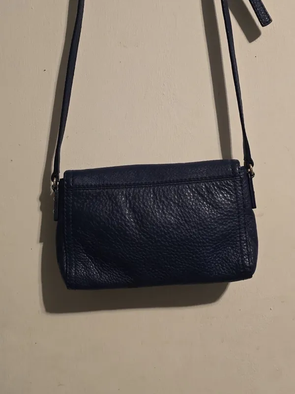 kate spade navy pebbled leather zipper wallet with gold hardware - Image 3