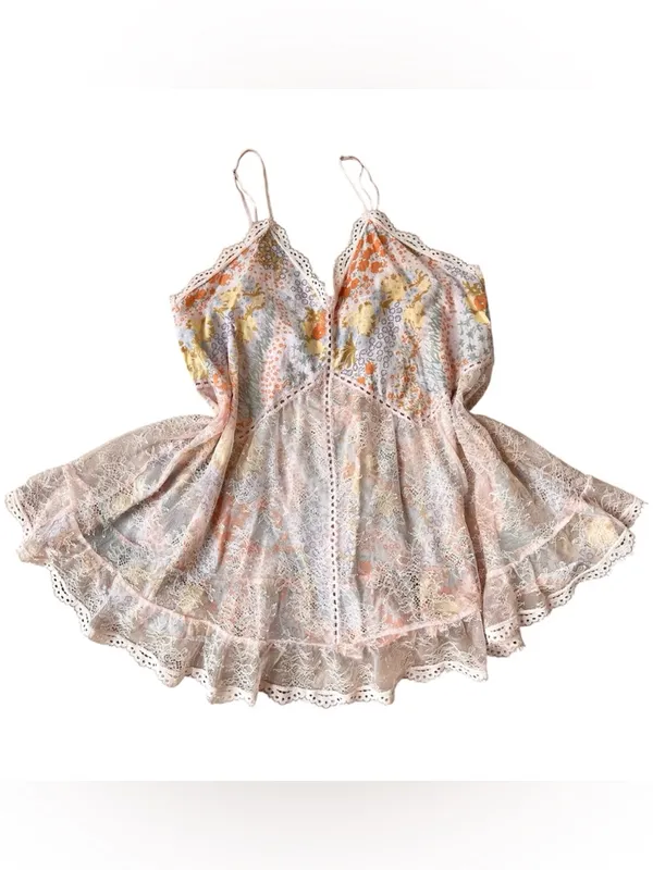 Victoria’s Secret Cotton and Lace Babydoll Cami L Floral Multicolor - Image 2