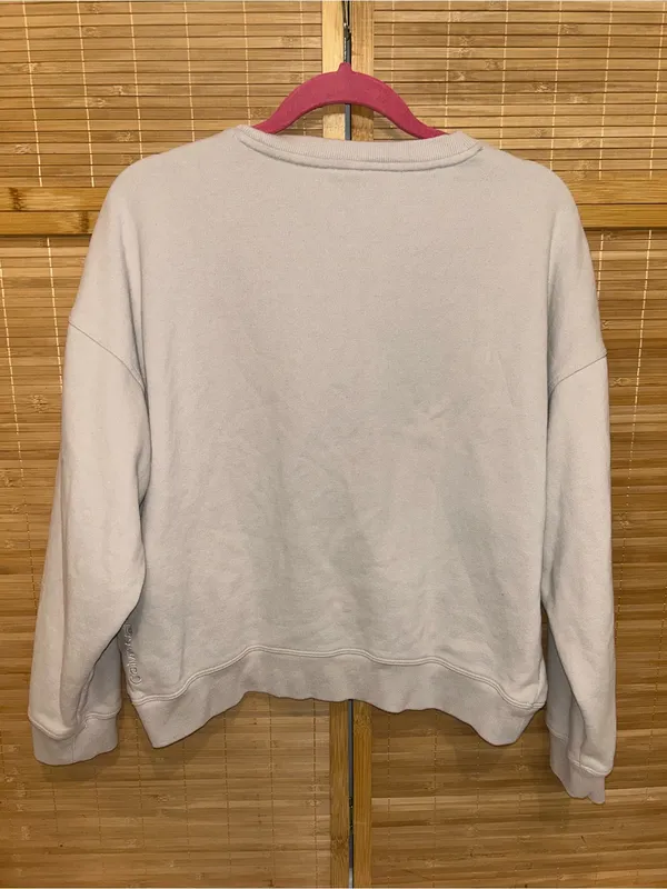 Calvin Klein Performance cropped crewneck sweatshirt light beige woman’s large - Image 2