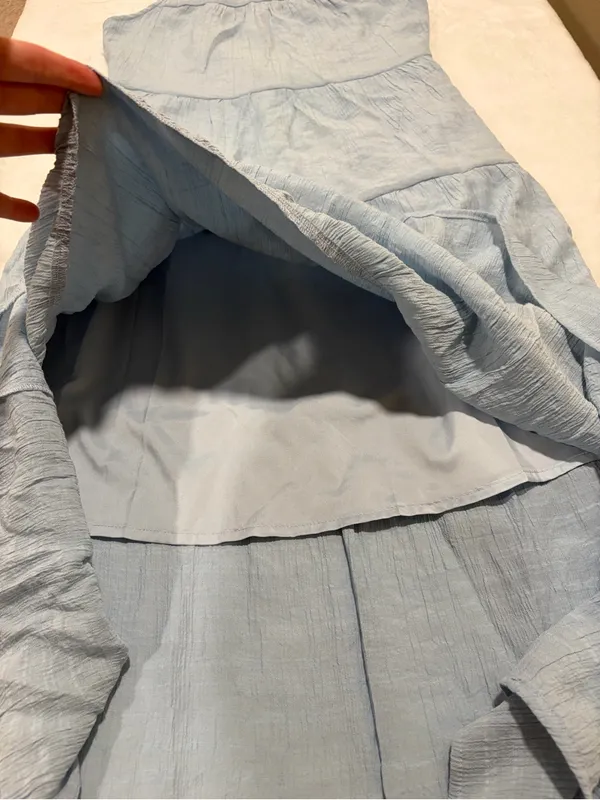 Light Blue Tiered Midi Sleeveless Dress - Size Small - Image 7