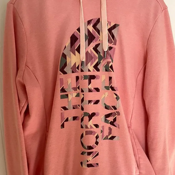 The North Face peach hoodie sweater pullover fleece comfortable top cotton - Image 3