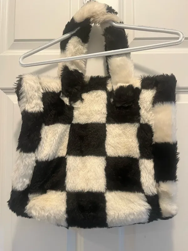 Checkered faux fur bag Multiple - Image 3